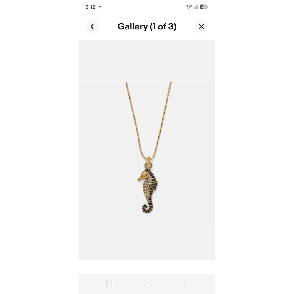New Brighton Twilight Waters Seahorse Pendant Necklace Gold Tone Nautical NWT